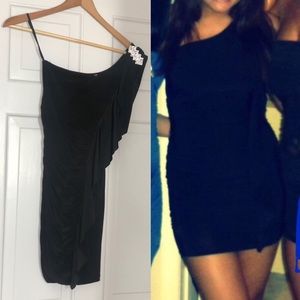Black One Shoulder Club Dress